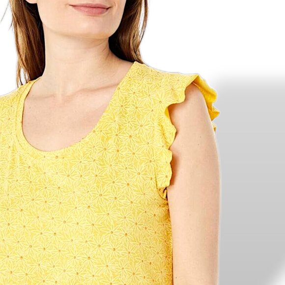 Toad & Co Rufflita flutter sleeve yellow orange organic cotton pocket shift dres - Picture 9 of 11